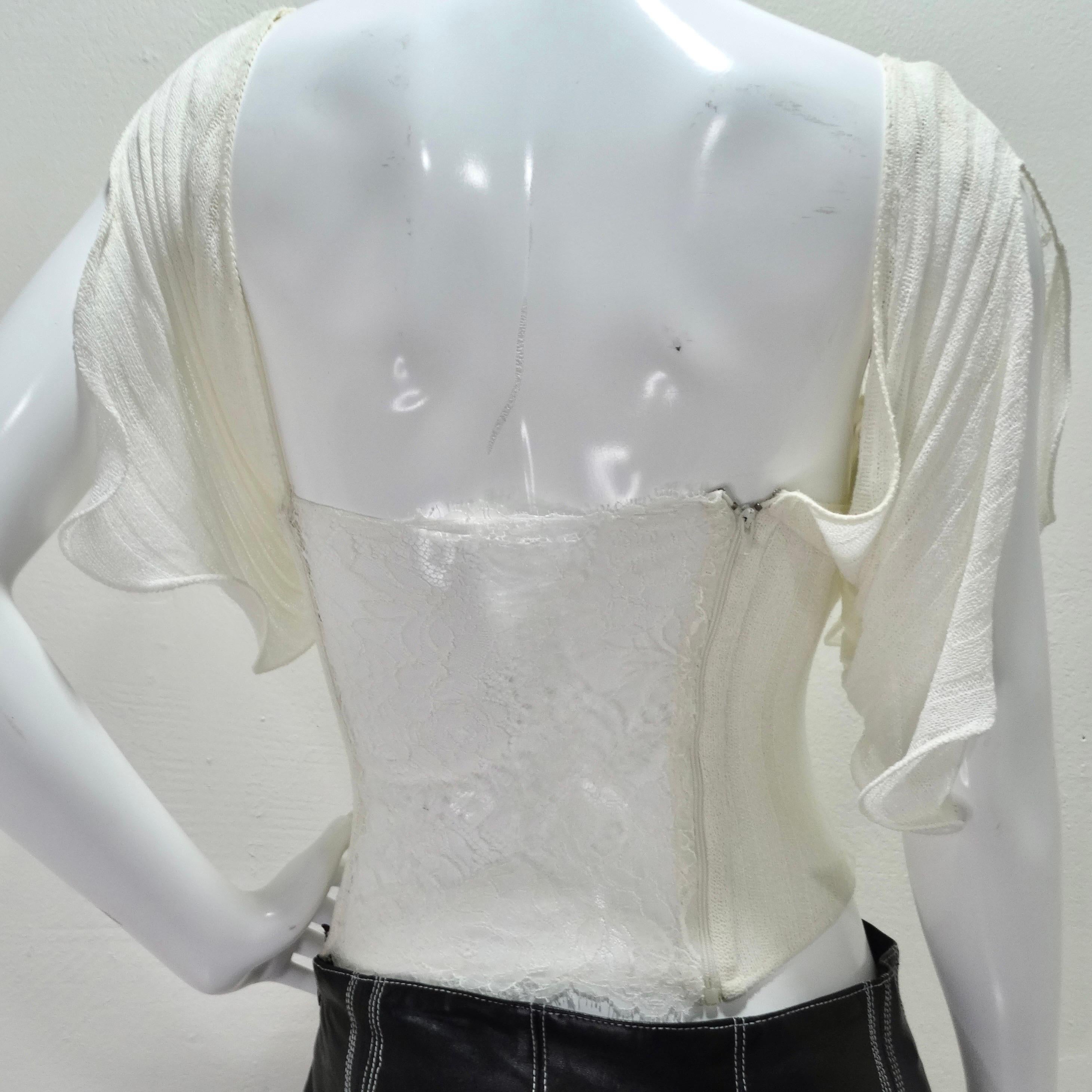 La Perla Rib Knit Lace Up Bustier Top In Good Condition For Sale In Scottsdale, AZ