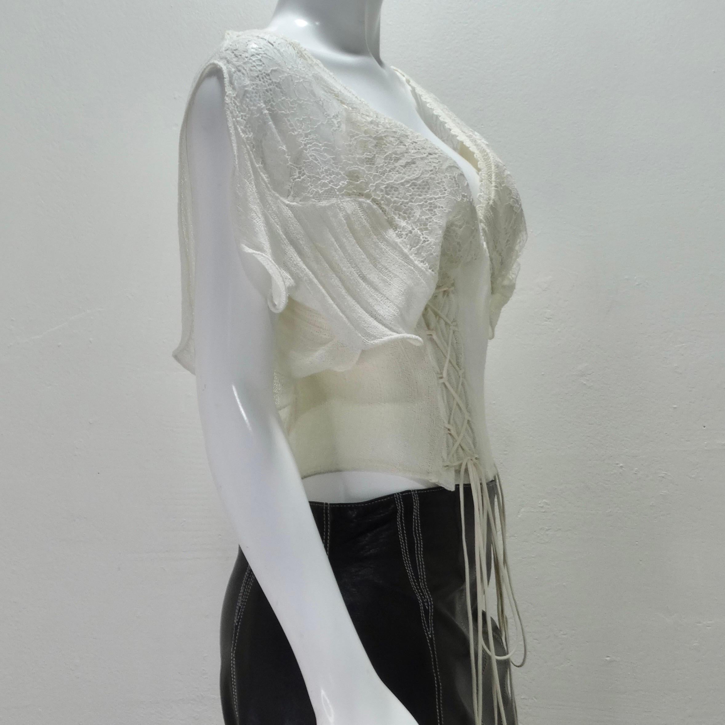 Women's or Men's La Perla Rib Knit Lace Up Bustier Top For Sale