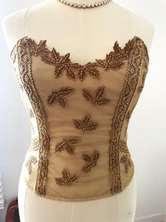 La Perla Ritmo de la Perla Gold Corset Top Embroided Beads