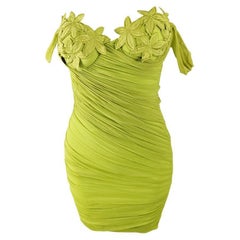 La Perla Ritmo Di Perla Vintage Sexy Lime Green Mesh Bodycon Mini Party Dress