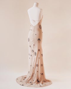 La Perla S/S 2002 beige nude sheer embellished backless wedding slip dress gown