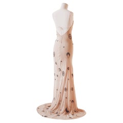 La Perla S/S 2002 beige nude sheer embellished backless wedding slip dress gown