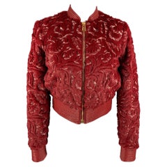 LA PERLA Talla 0 Chaqueta bordada de piel sintética de poliéster / algodón roja y blanca