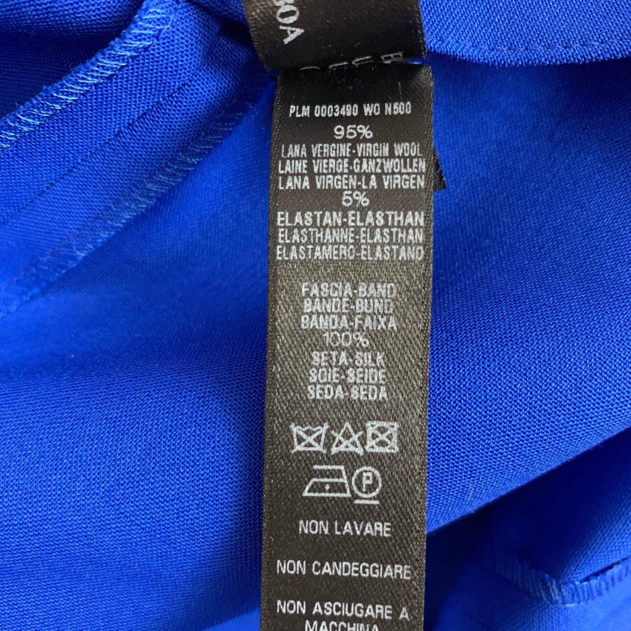 LA PERLA Taille 2, bleu cobalt, laine vierge mélangée à jambes étroites Bon état - En vente à San Francisco, CA