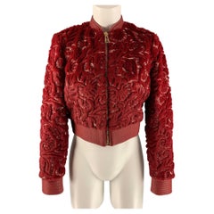 La Perla taglia 2 Bomber ricamato in poliestere e cotone rosso e bianco