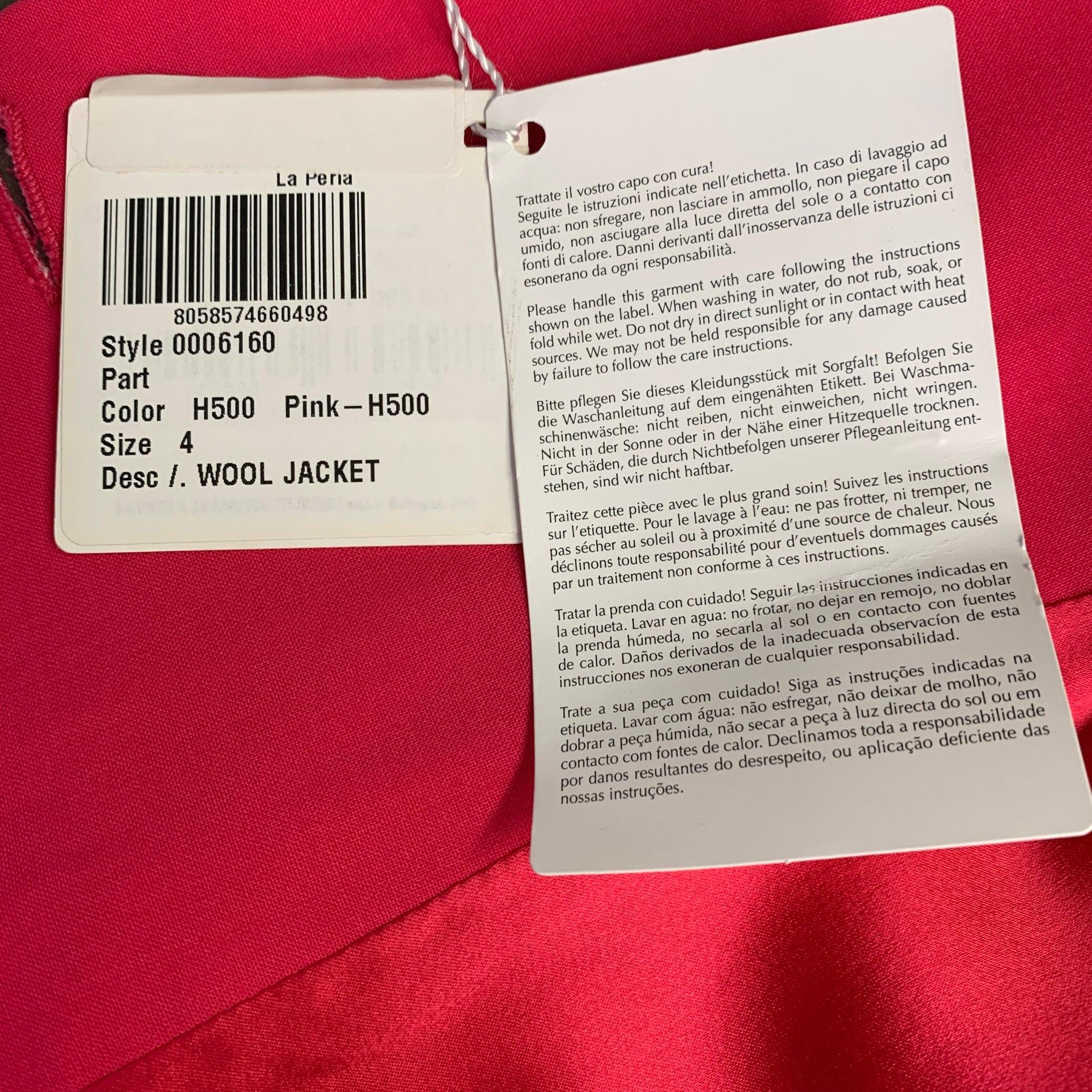 LA PERLA Size 4 Hot Pink Wool Blend Double Breasted Pantsuit For Sale 6