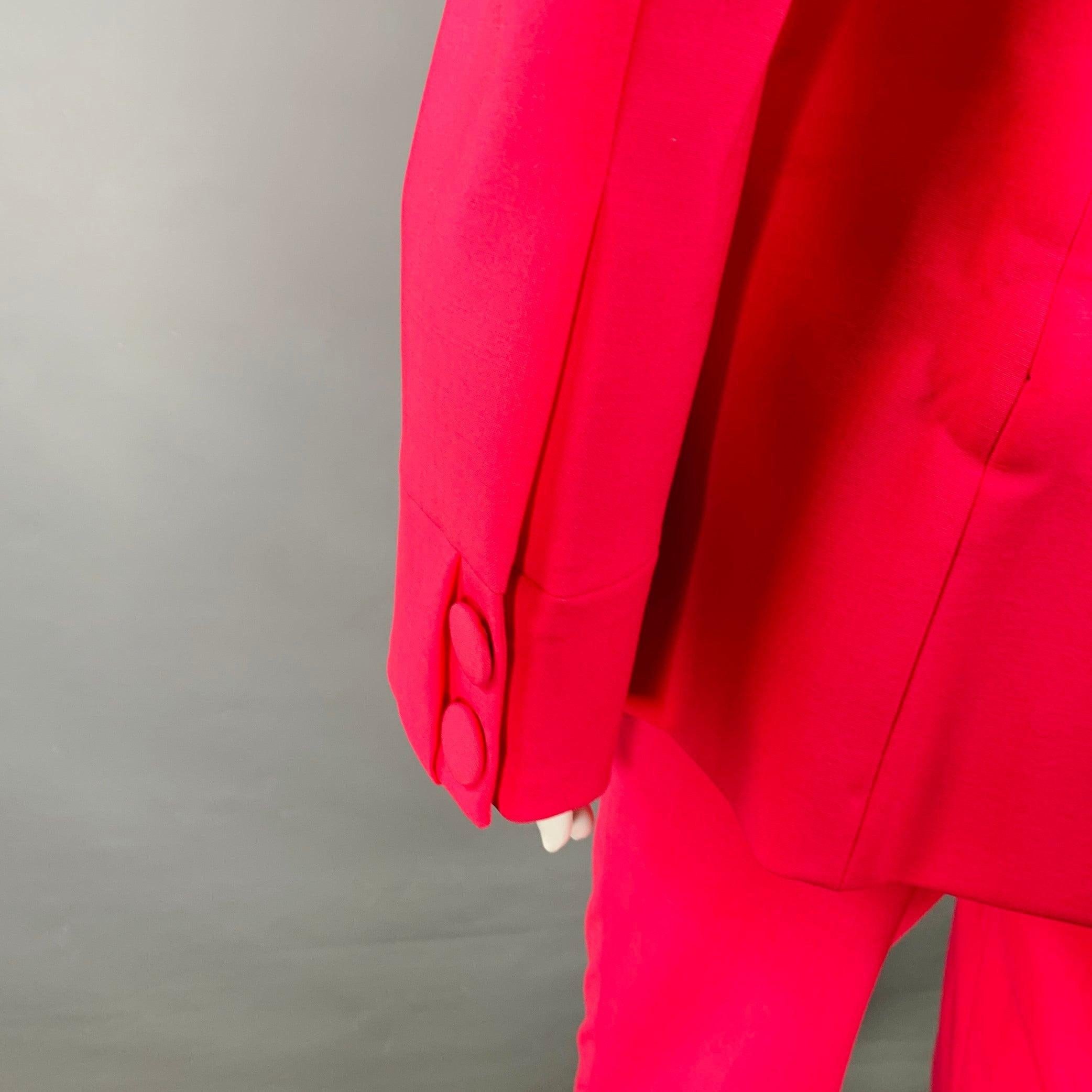 LA PERLA Size 4 Hot Pink Wool Blend Double Breasted Pantsuit For Sale 2