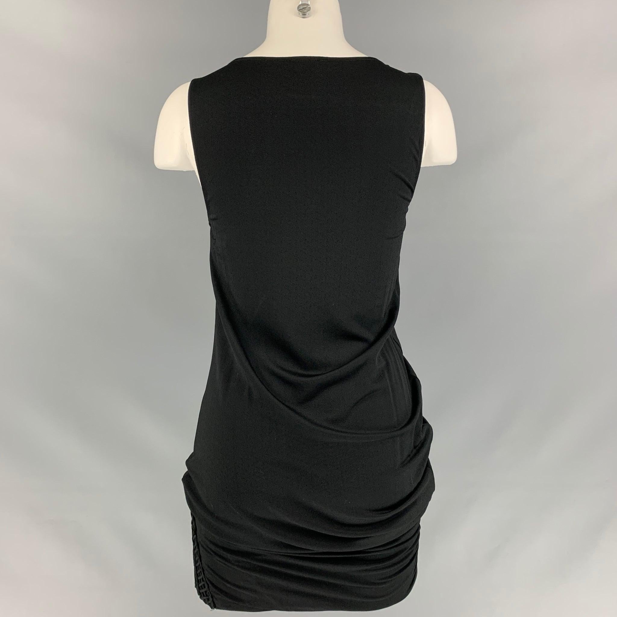 Women's LA PERLA Size 6 Black Jersey Crochet Sleeveless Cocktail Dress For Sale