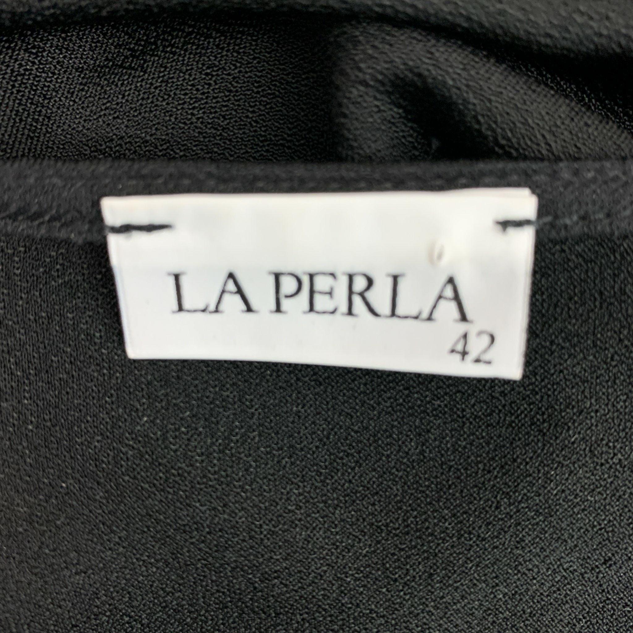 LA PERLA Size 6 Black Jersey Crochet Sleeveless Cocktail Dress For Sale 3