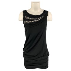 LA PERLA Size 6 Black Rayon & Spandex Crochet Cocktail Dress