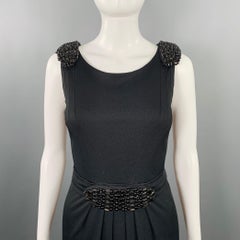 LA PERLA Size 8 Black Viscose Blend Beaded Sleeveless Long Dress
