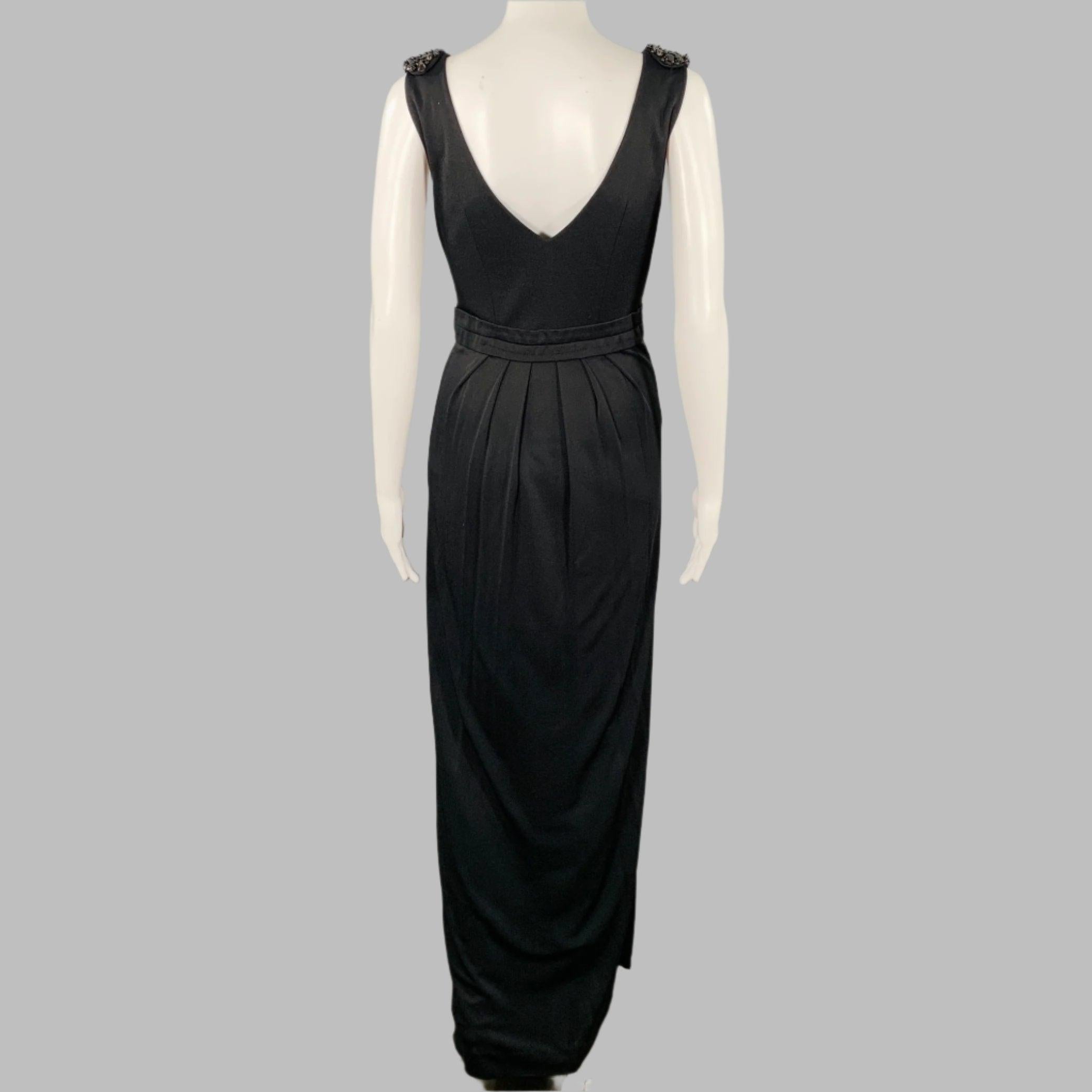 LA PERLA Size 8 Black Viscose Blend Beaded Sleeveless Long Dress In Good Condition For Sale In San Francisco, CA
