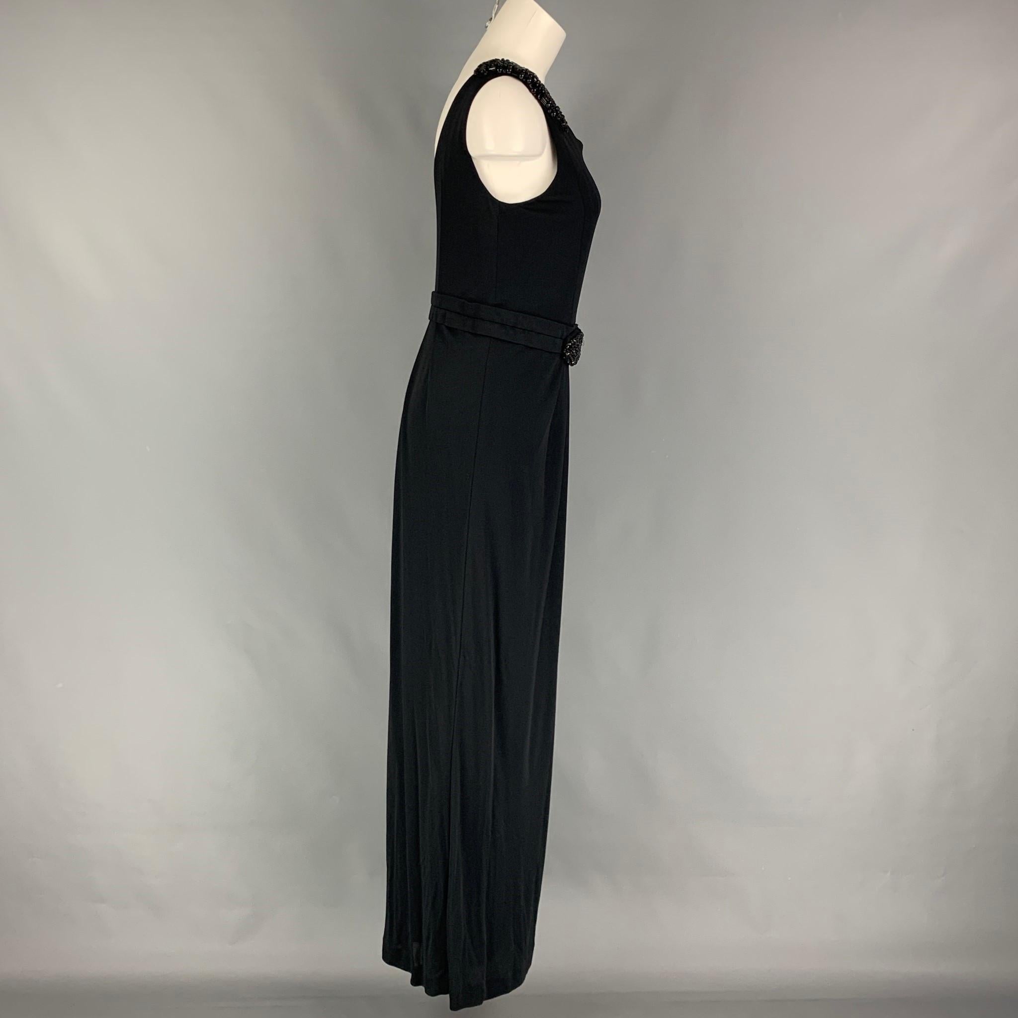 LA PERLA long dress comes in a black viscose /nylon featuring a sleeveless style, beaded embellishments, and a side zipper closure. 

Very Good Pre-Owned Condition.
Marked: 44

Measurements:

Bust: 30 in.
Waist: 28 in.
Hip: 32 in.
Length: 59 in. 