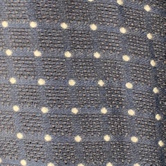 LA PERLA Size L Navy White Dots Linen Silk Shawl Collar Robe