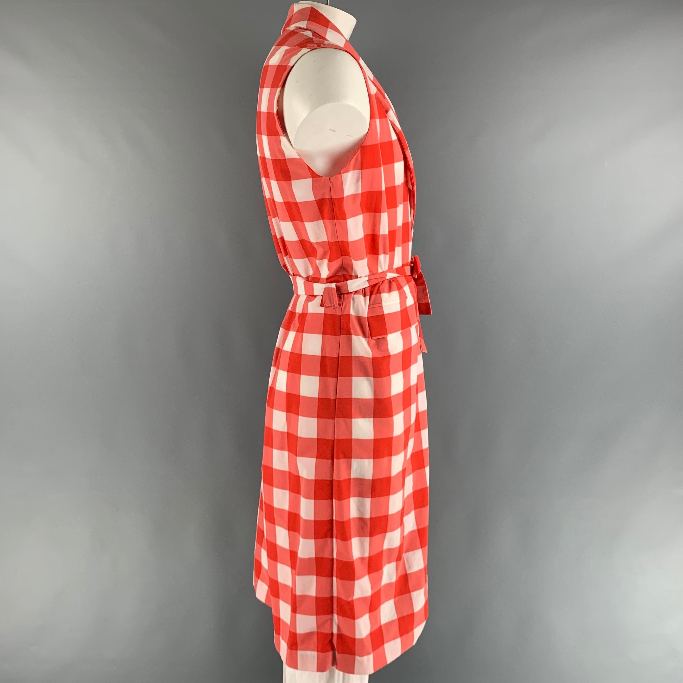 LA PERLA Size L Red White Checkered Nylon Elastane Robe In Excellent Condition For Sale In San Francisco, CA