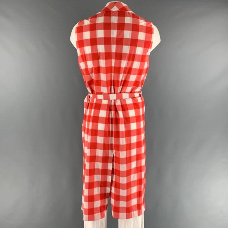 Men's LA PERLA Size L Red White Checkered Nylon Elastane Robe For Sale