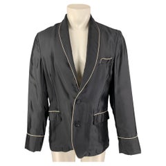 LA PERLA Size M Black Beige Silk Shawl Collar Sport Coat