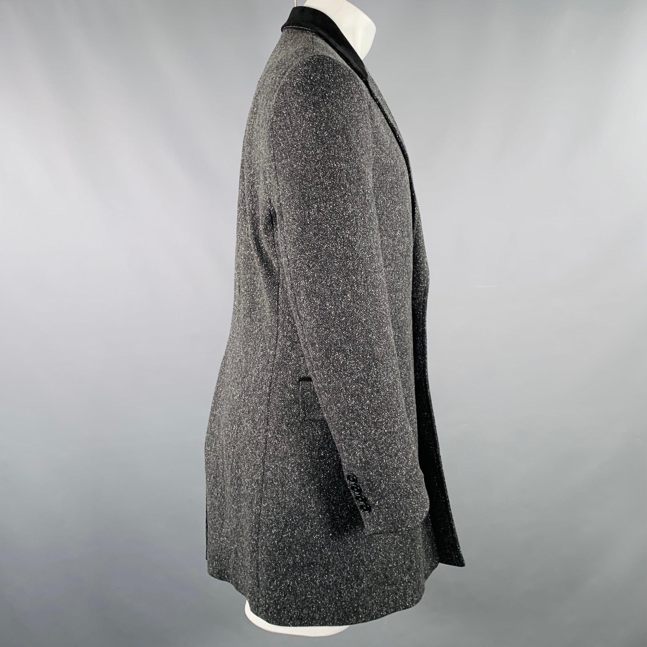 LA PERLA Size M Grey Black White Tweed Cotton Blend Coat In Excellent Condition In San Francisco, CA