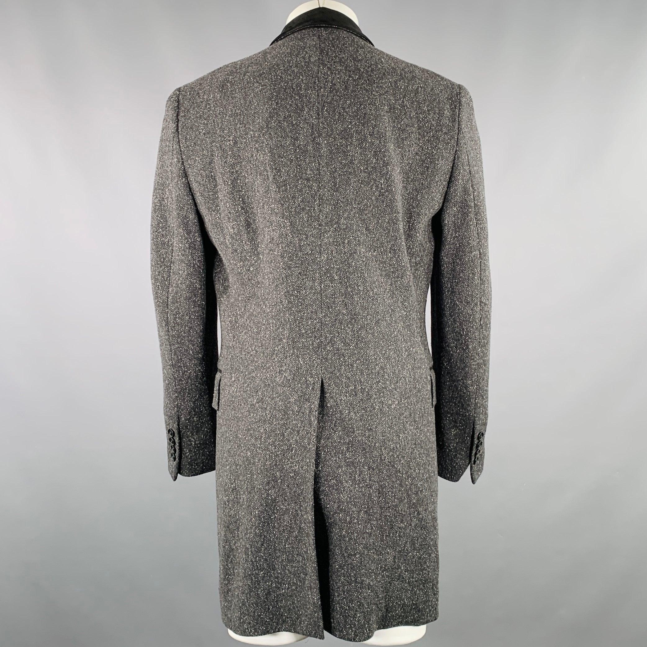Men's LA PERLA Size M Grey Black White Tweed Cotton Blend Coat