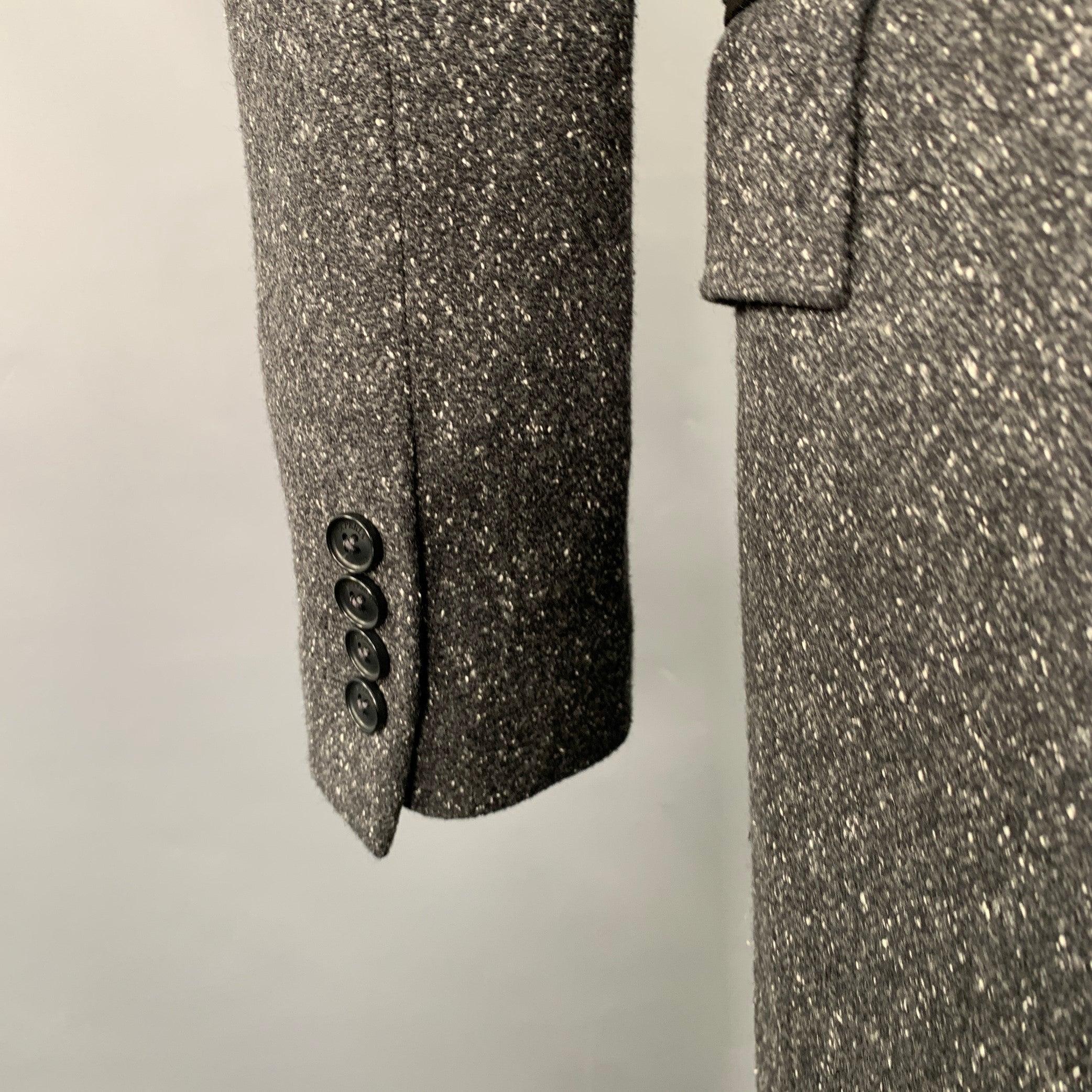 LA PERLA Size M Grey Black White Tweed Cotton Blend Coat 1