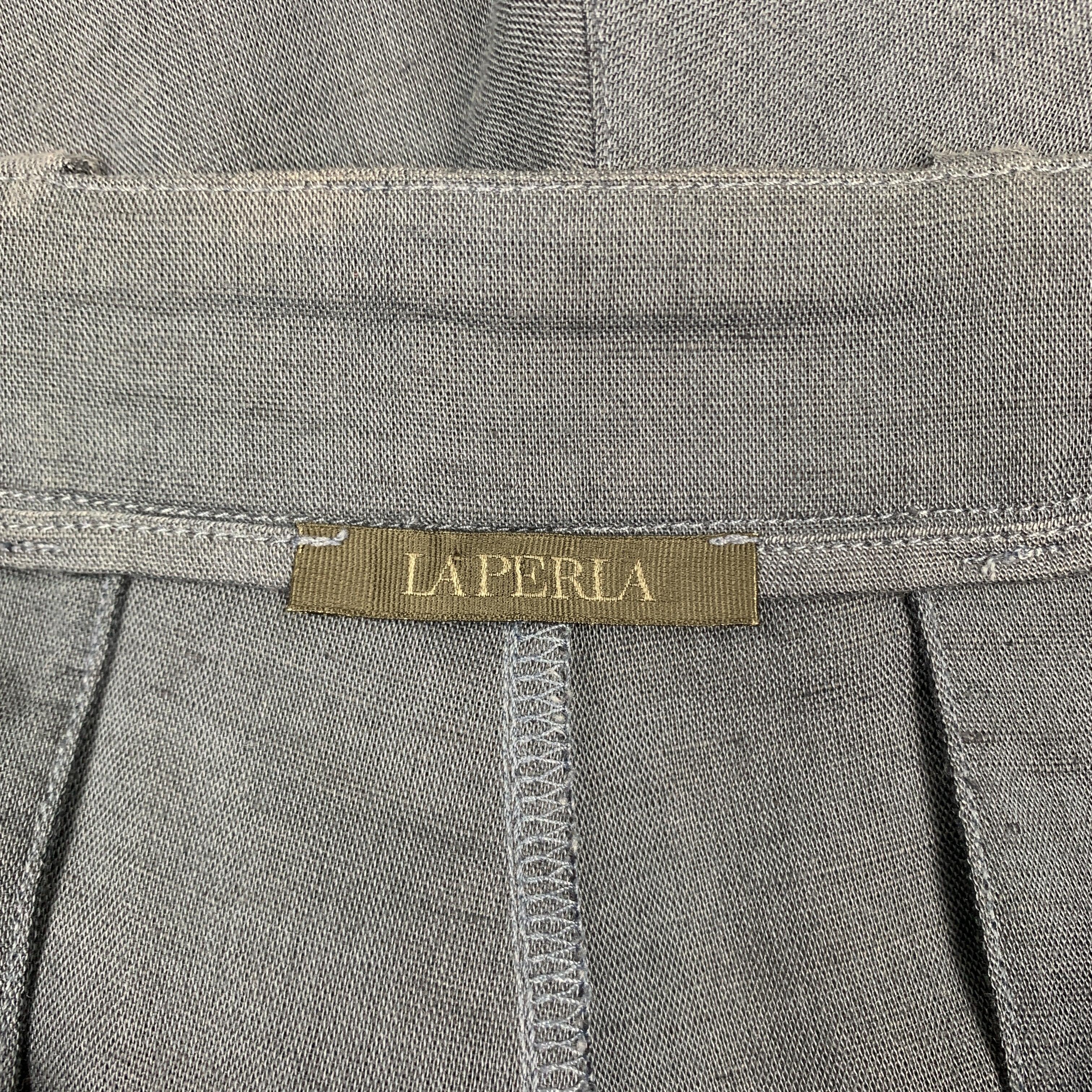 LA PERLA Size S Navy Sheer Linen / Cotton Pleated Zip Fly Shorts For Sale 1