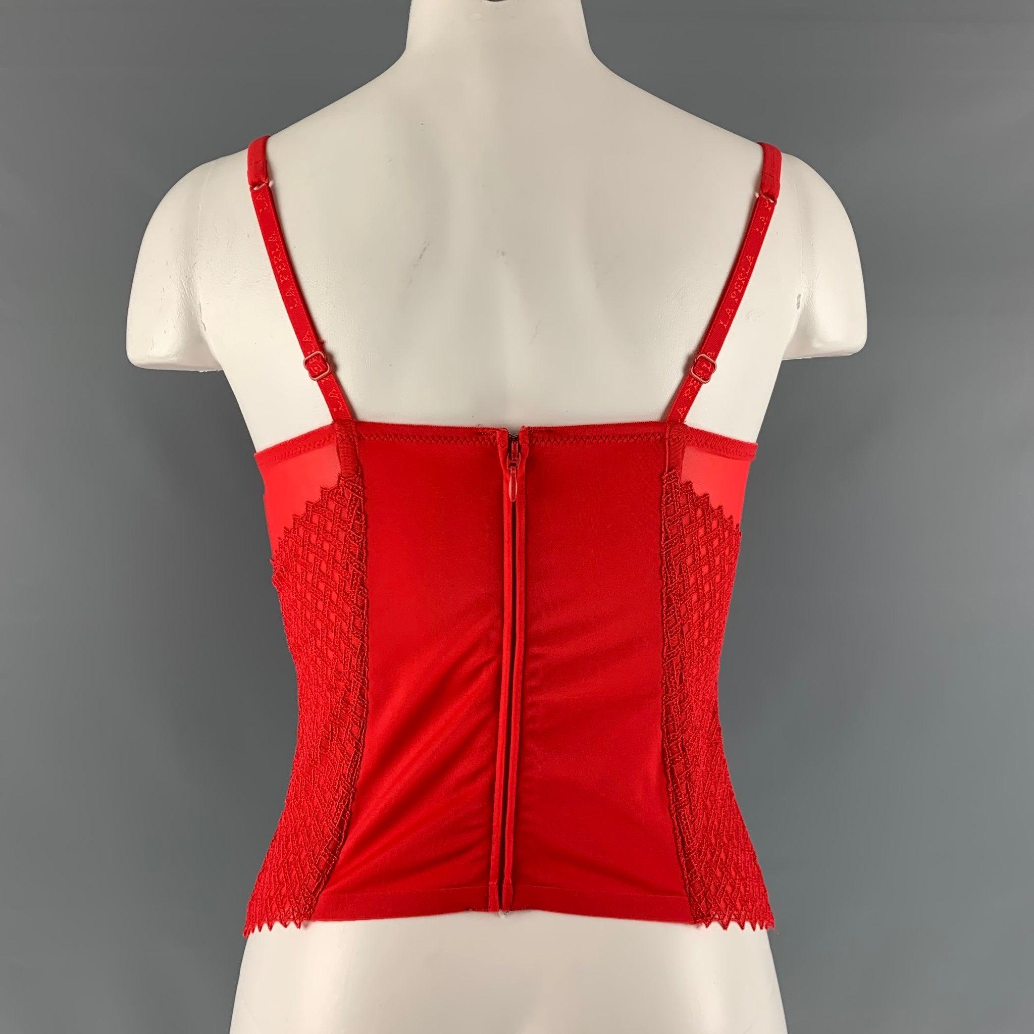 LA PERLA Size S Red Polyamide Blend Textured Corset Dress Top In Excellent Condition For Sale In San Francisco, CA