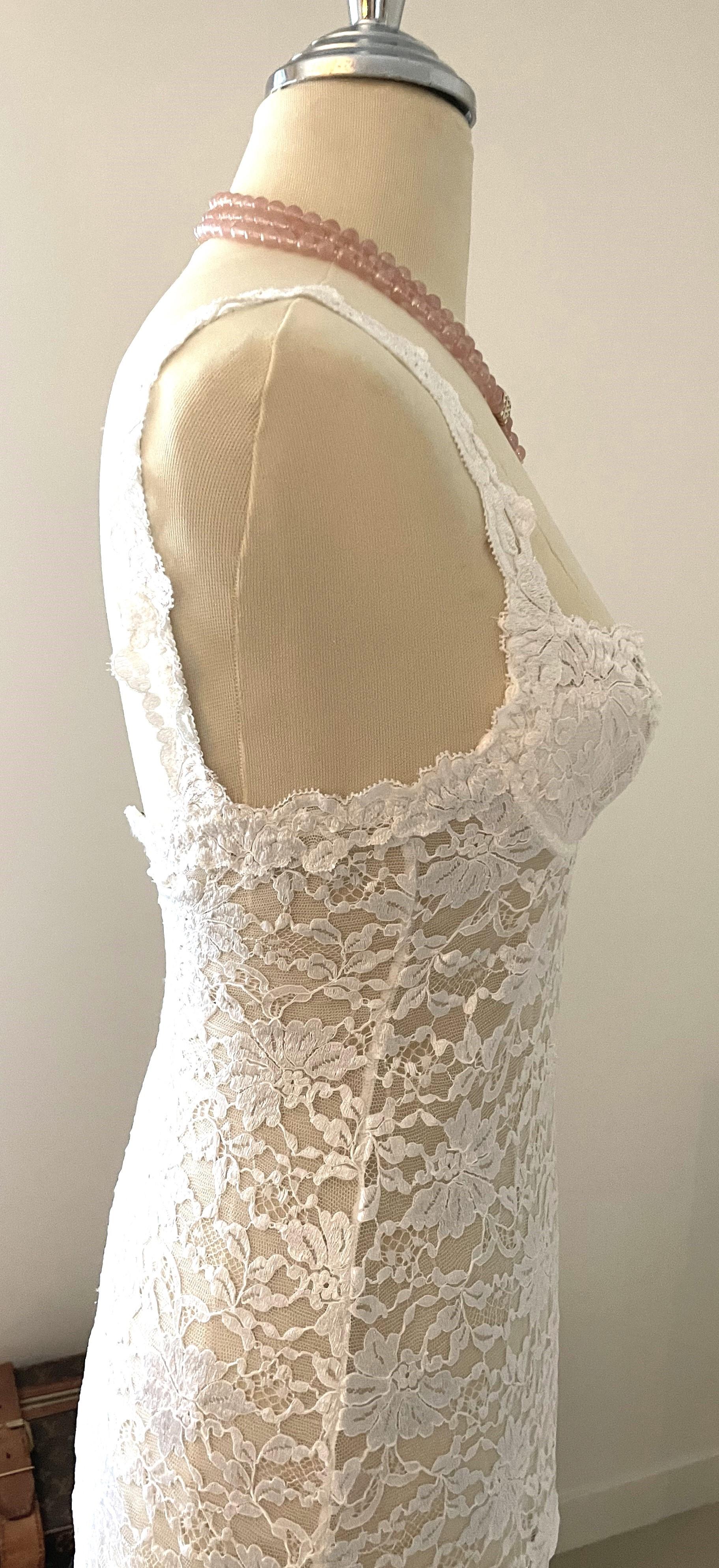 La Perla Slip dress White Lace 90s In Excellent Condition In 'S-HERTOGENBOSCH, NL