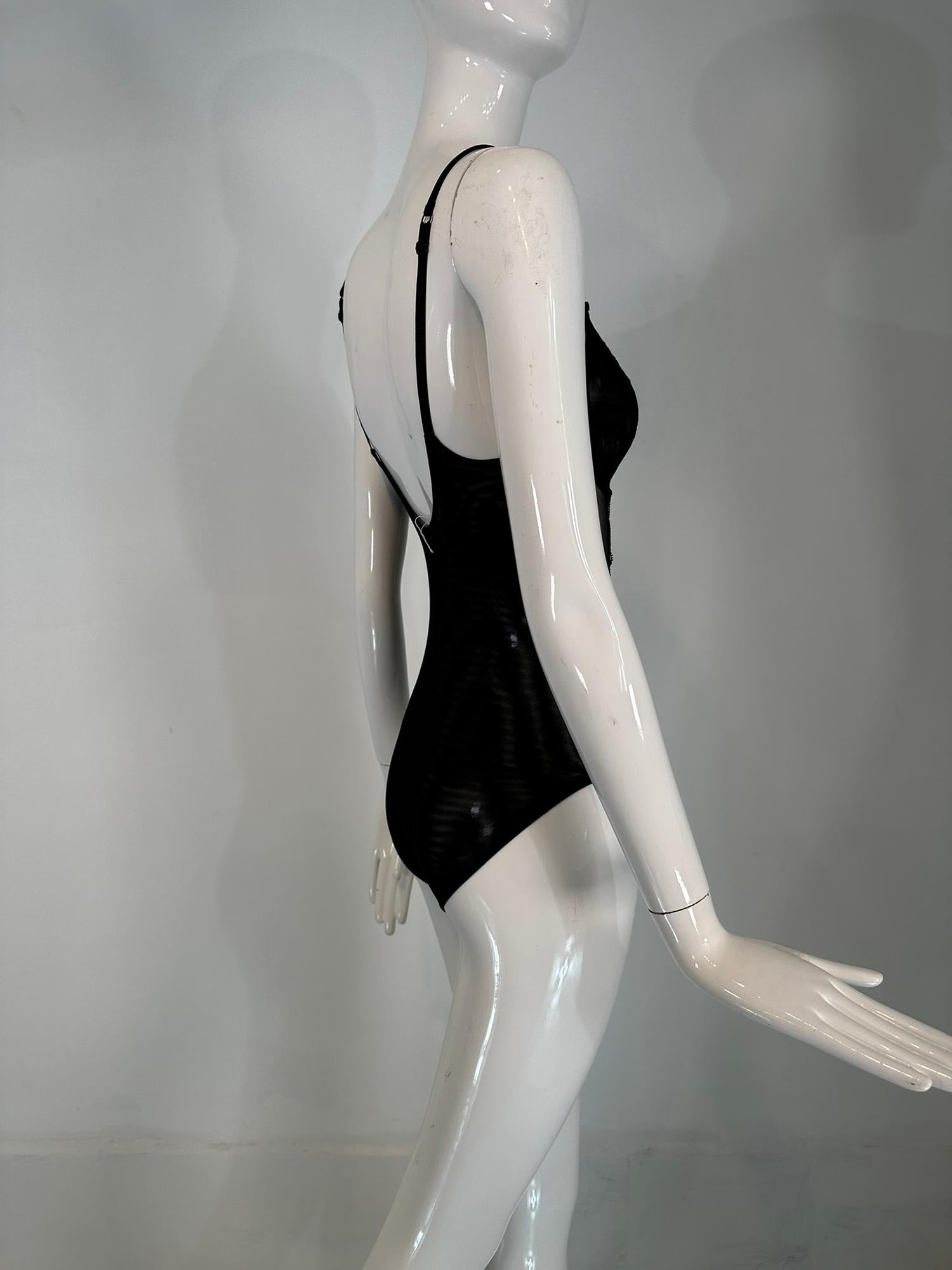 La Perla Studio Black Underwire Lace front Body Suit unworn For Sale 7