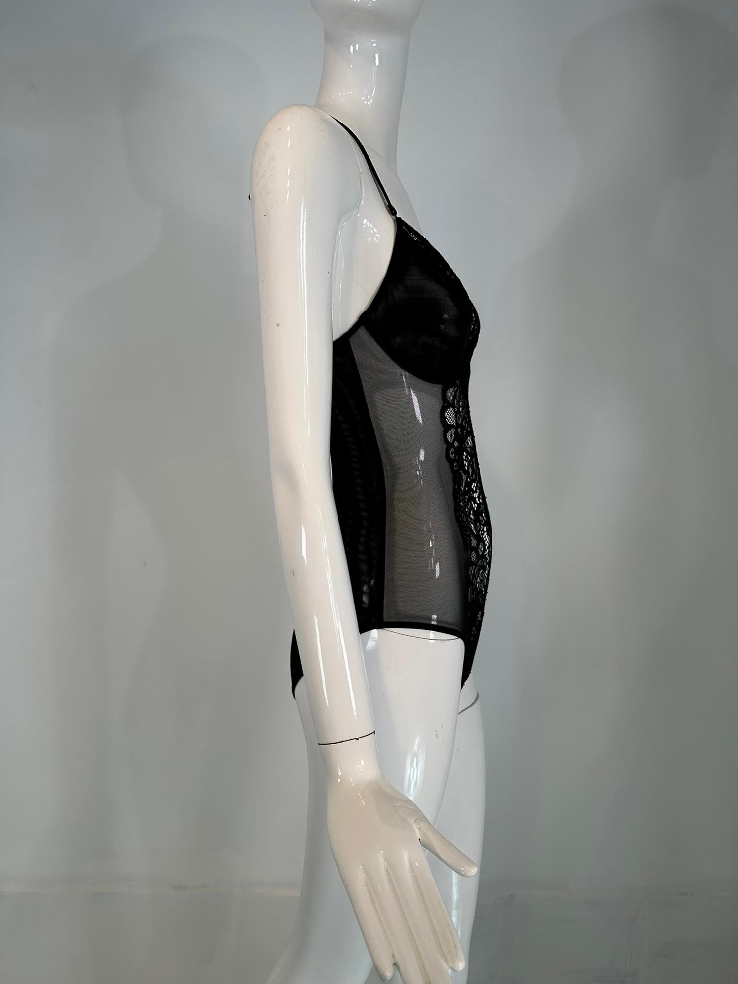 Body noir à armatures et dentelle sur le devant, non porté, La Perla Studio en vente 8