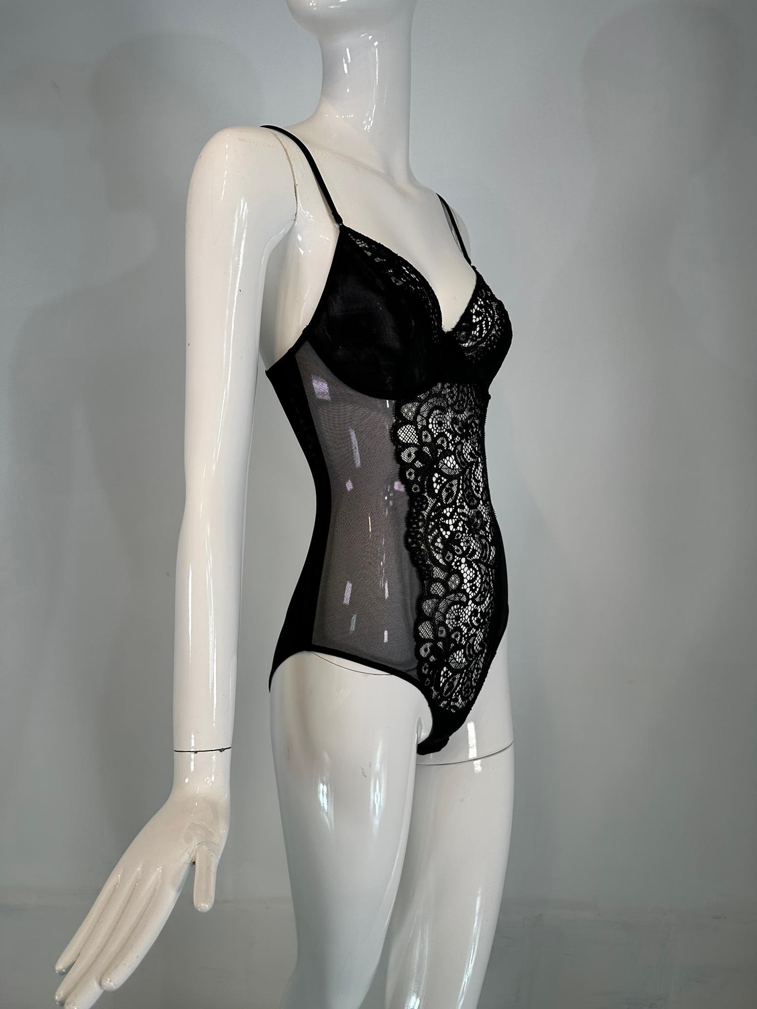 La Perla Studio Black Underwire Lace front Body Suit unworn For Sale 9
