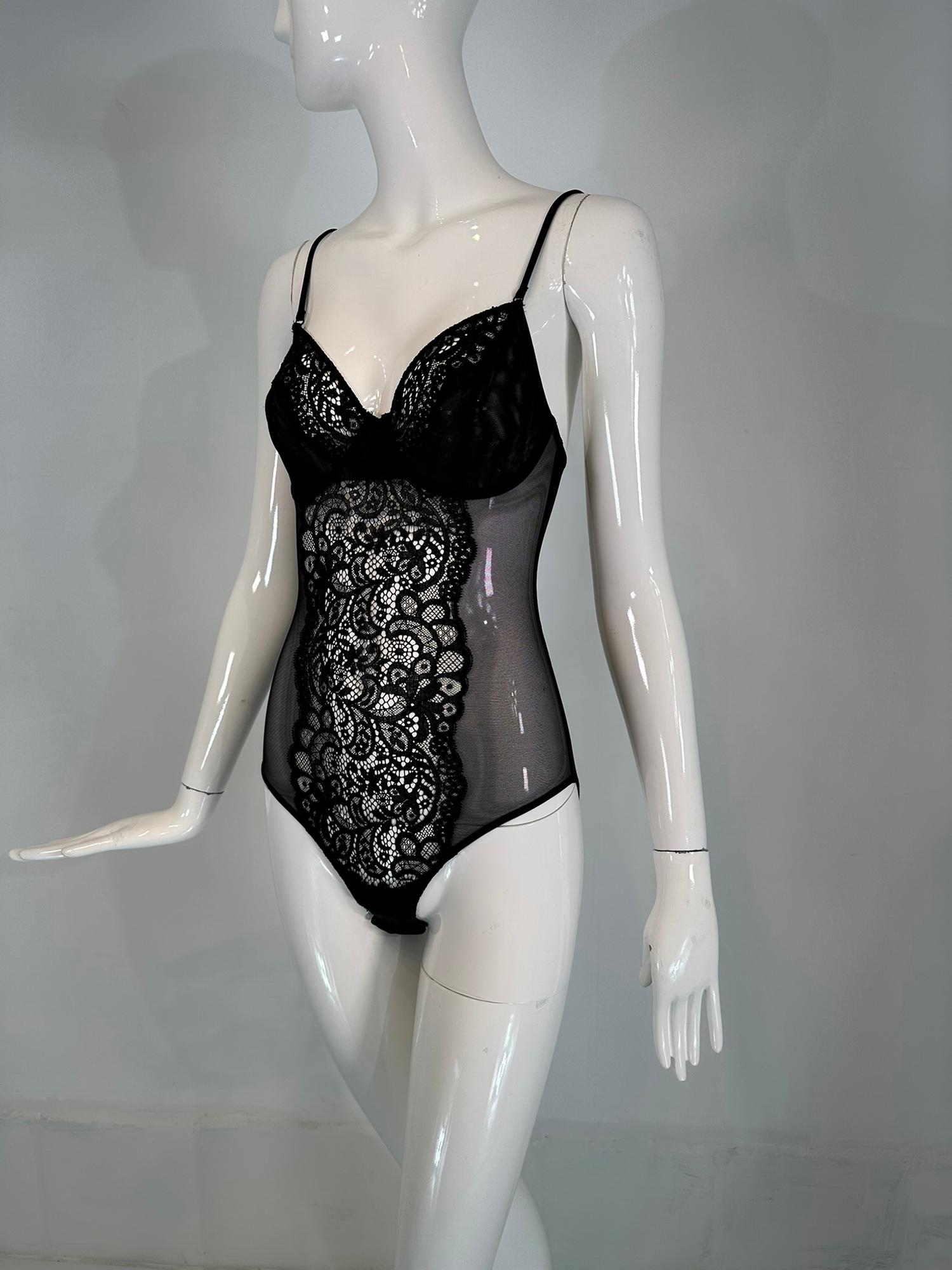 La Perla Studio Black Underwire Lace front Body Suit unworn In Excellent Condition For Sale In West Palm Beach, FL