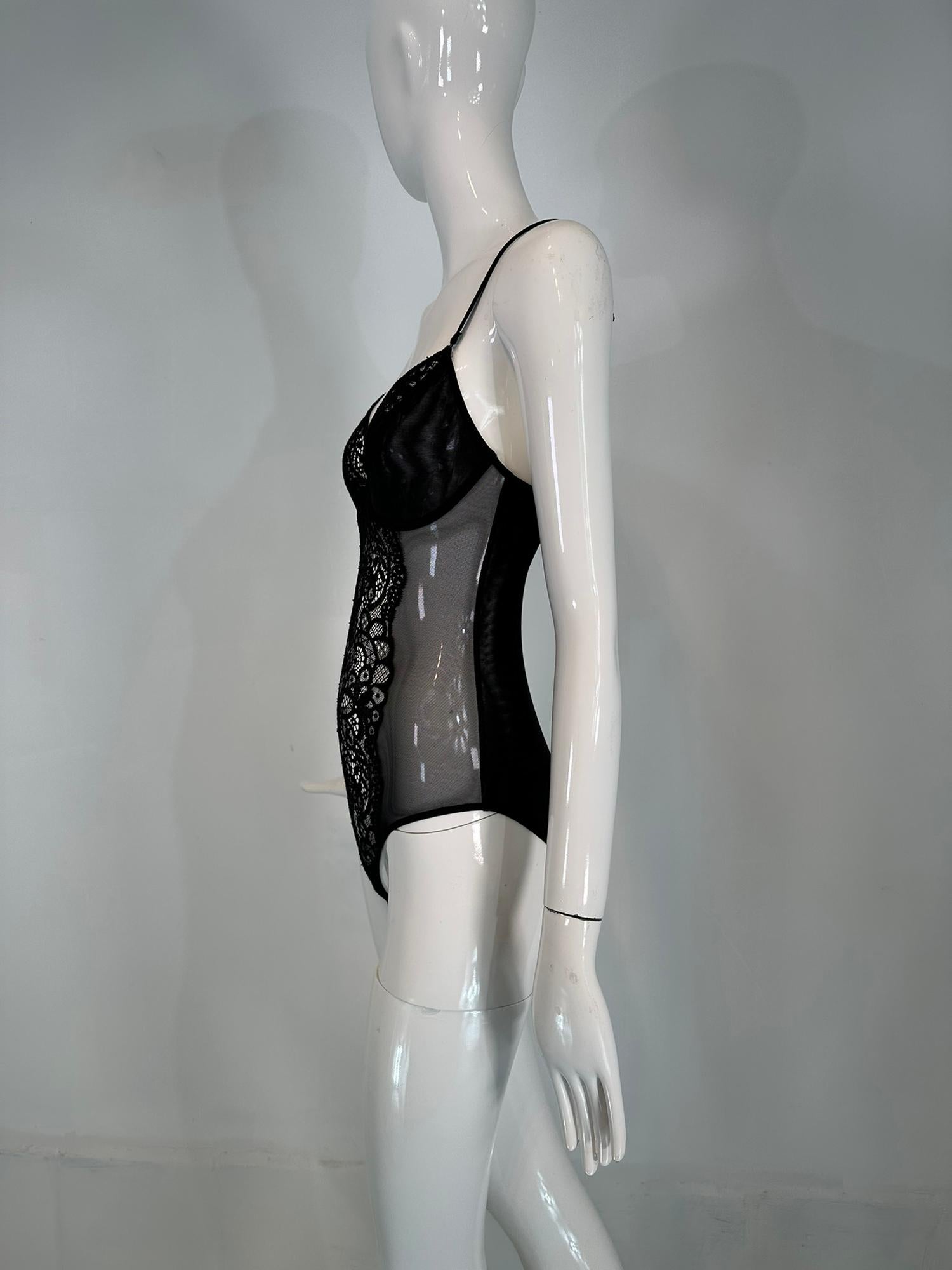 Body noir à armatures et dentelle sur le devant, non porté, La Perla Studio en vente 1
