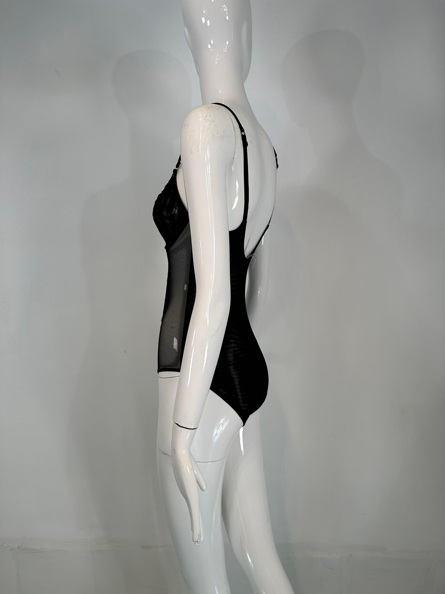 Body noir à armatures et dentelle sur le devant, non porté, La Perla Studio en vente 2