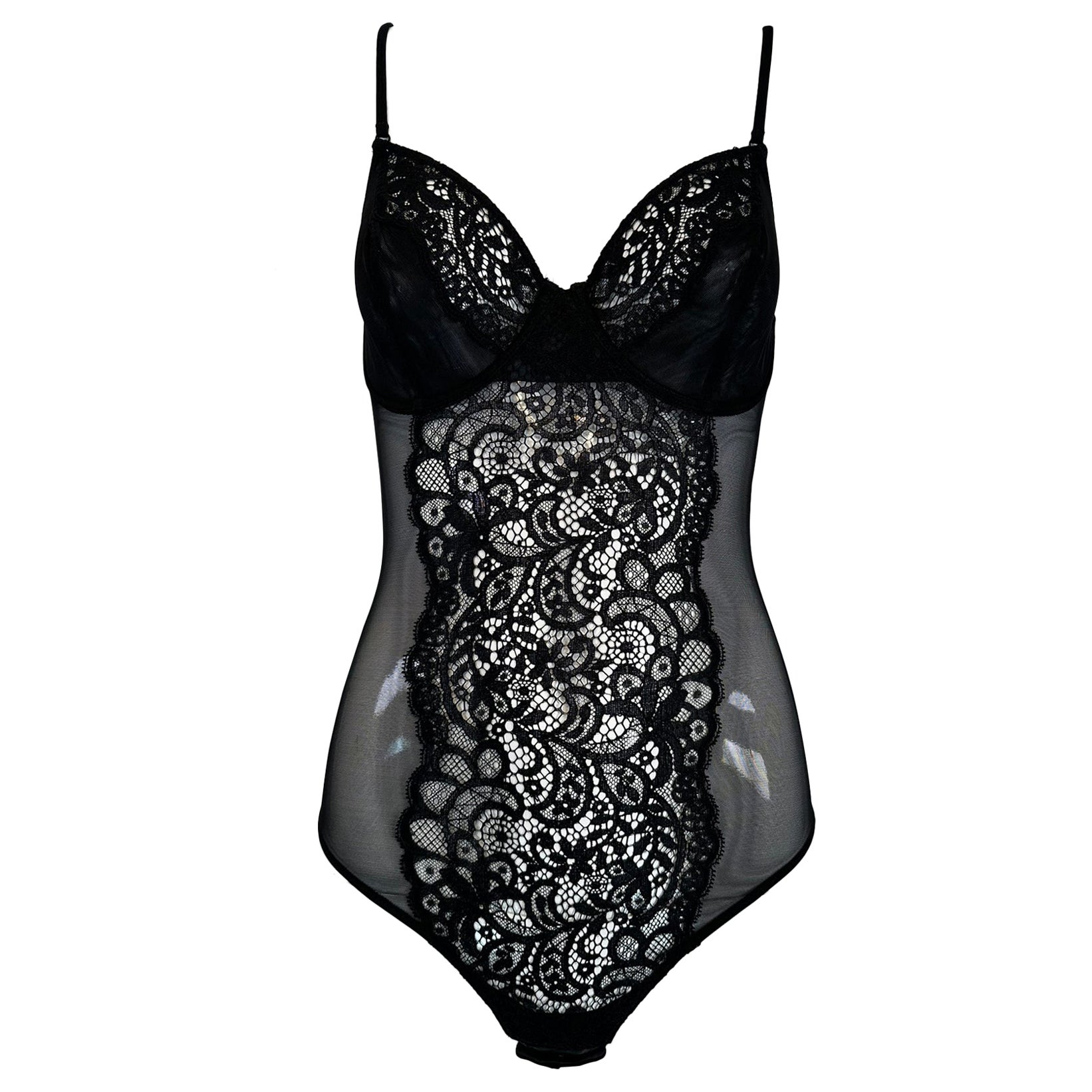La Perla Studio Nero Body Suit con ferretto e pizzo non indossato