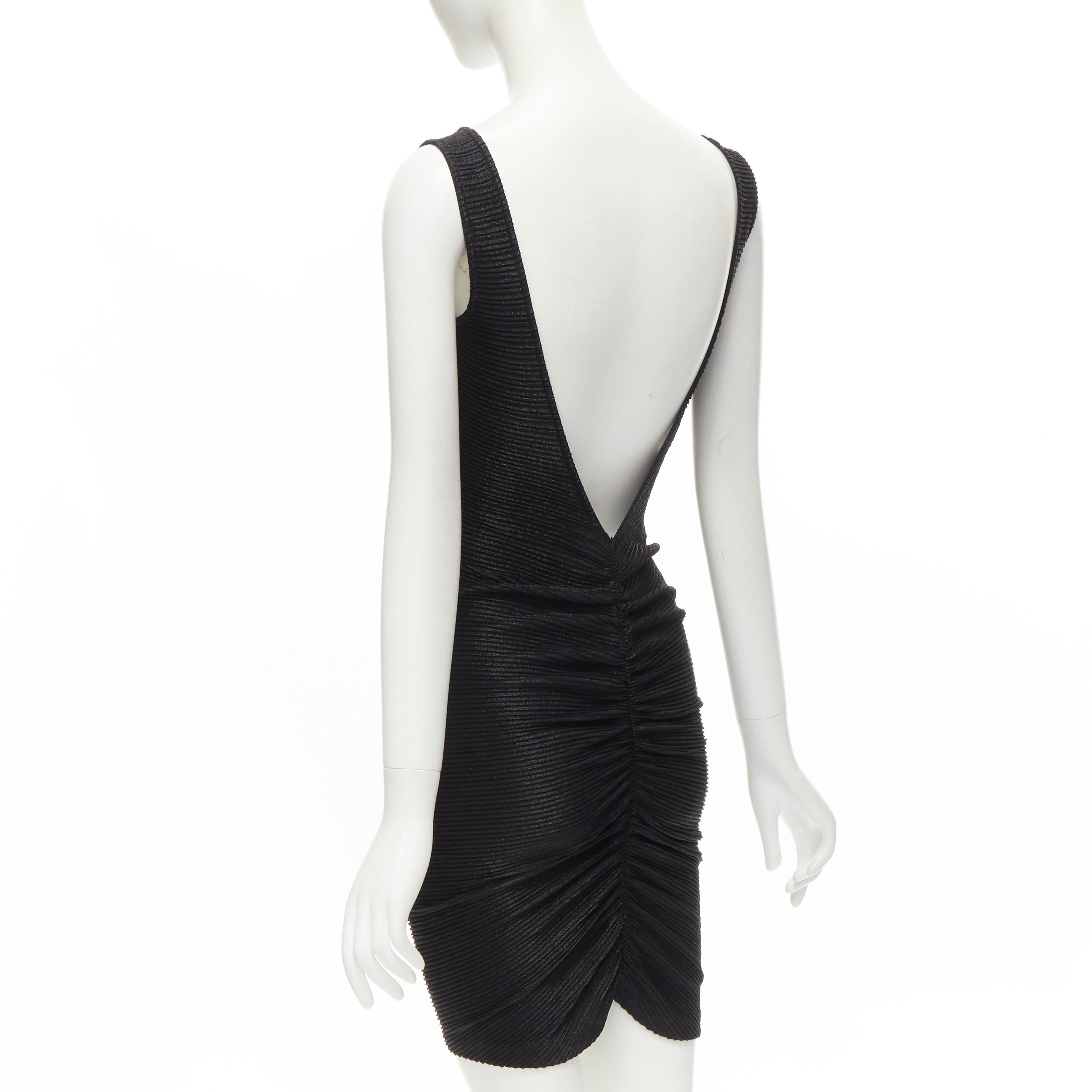 Women's LA PERLA Vintage black lurex pleated open ruched back mini dress IT44 M