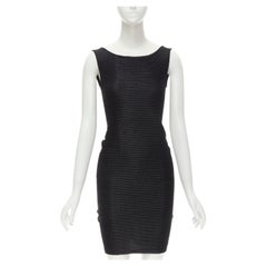 LA PERLA Vintage Schwarzes Lurex plissiertes Minikleid mit offenem Rüschen hinten IT44 M