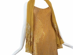 Vestido lencero Vintage Marigold con adornos de LA PERLA con Chal de lentejuelas