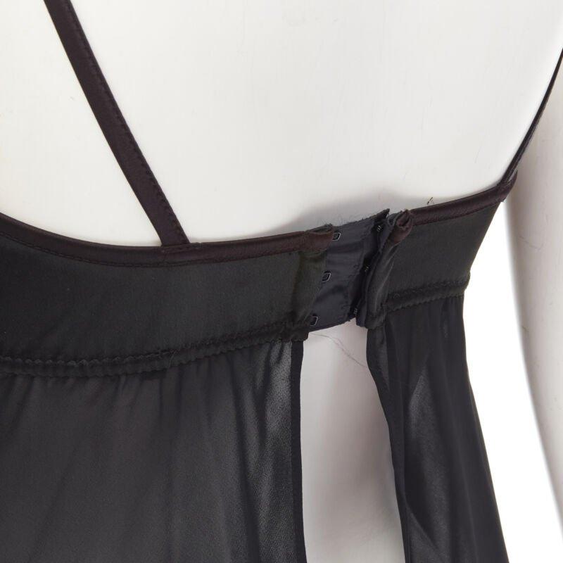 LA PERLA Vintage Ritmo Di Perla Schwarzes durchsichtiges Negligee-Top mit Paillettenschnitt XS im Angebot 3