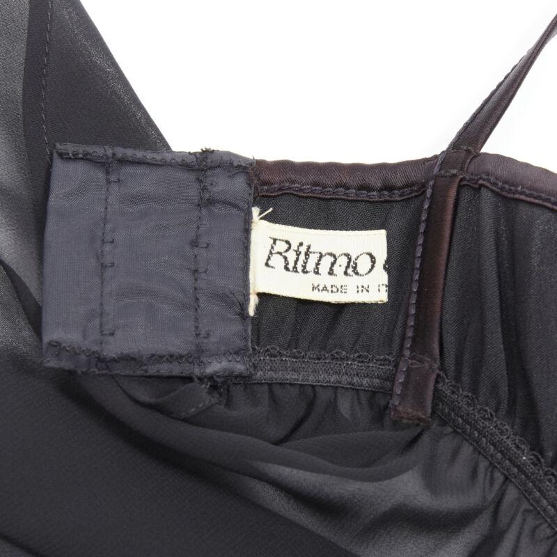 LA PERLA Vintage Ritmo Di Perla Schwarzes durchsichtiges Negligee-Top mit Paillettenschnitt XS im Angebot 5