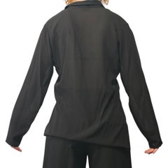 La Perla Vintage Y2K Silk Shawl Collar Blouse XS Sheer Black Button front