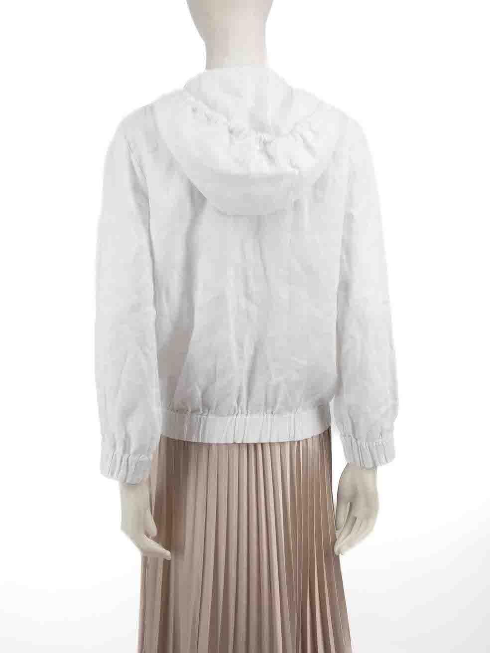 La Perla White Drawstring Hood Zipped Jacket Size M In Good Condition For Sale In London, GB