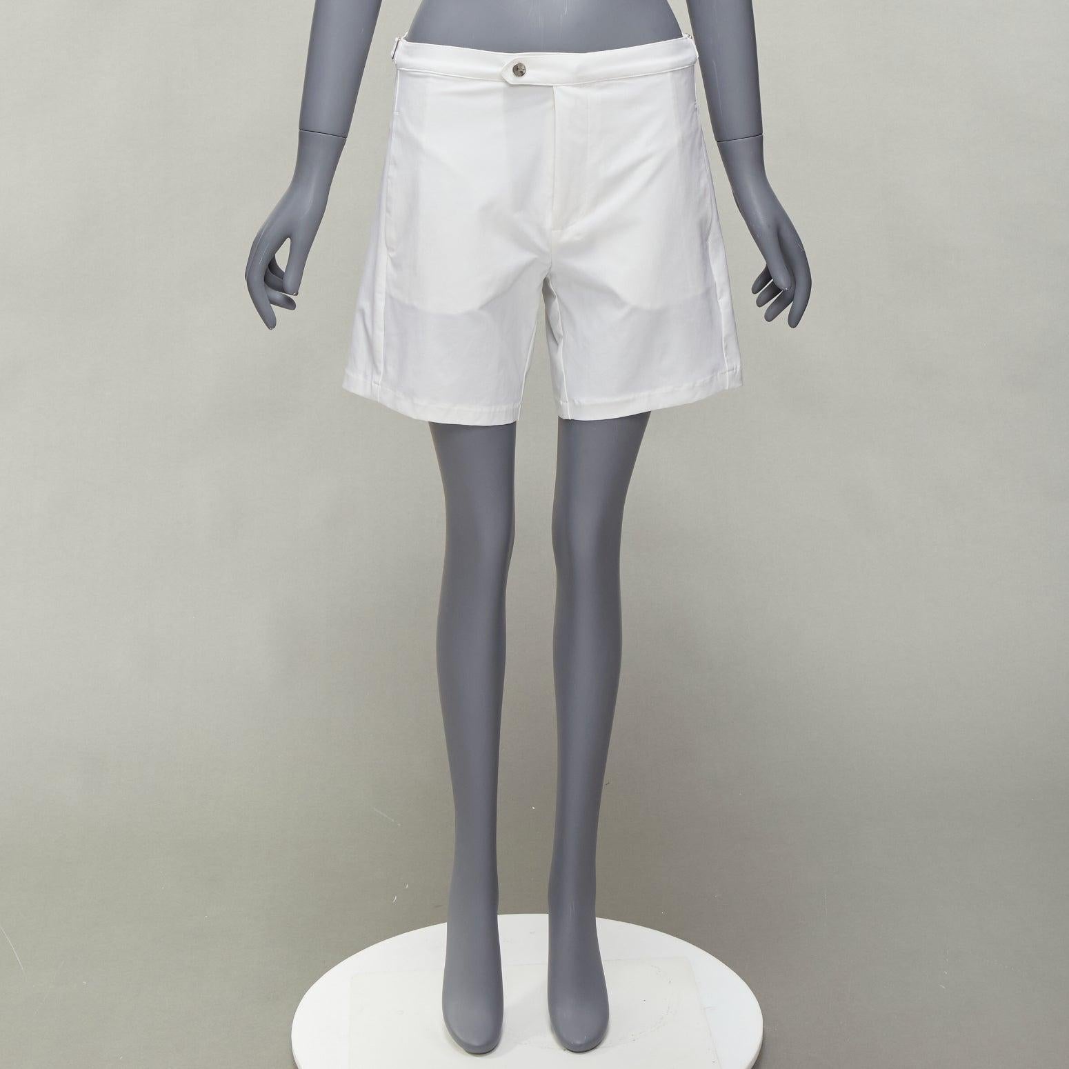 LA PERLA white nylon silver buckle waist mesh lined safari shorts S For Sale 4