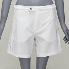 LA PERLA white nylon silver buckle waist mesh lined safari shorts S