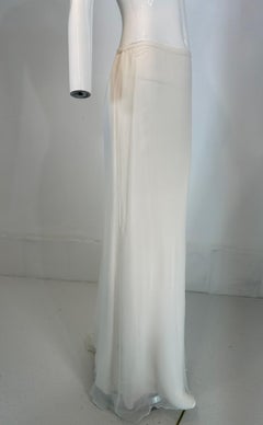 La Perla White Silk Chiffon Long Skirt with Train Bridal Wedding 48