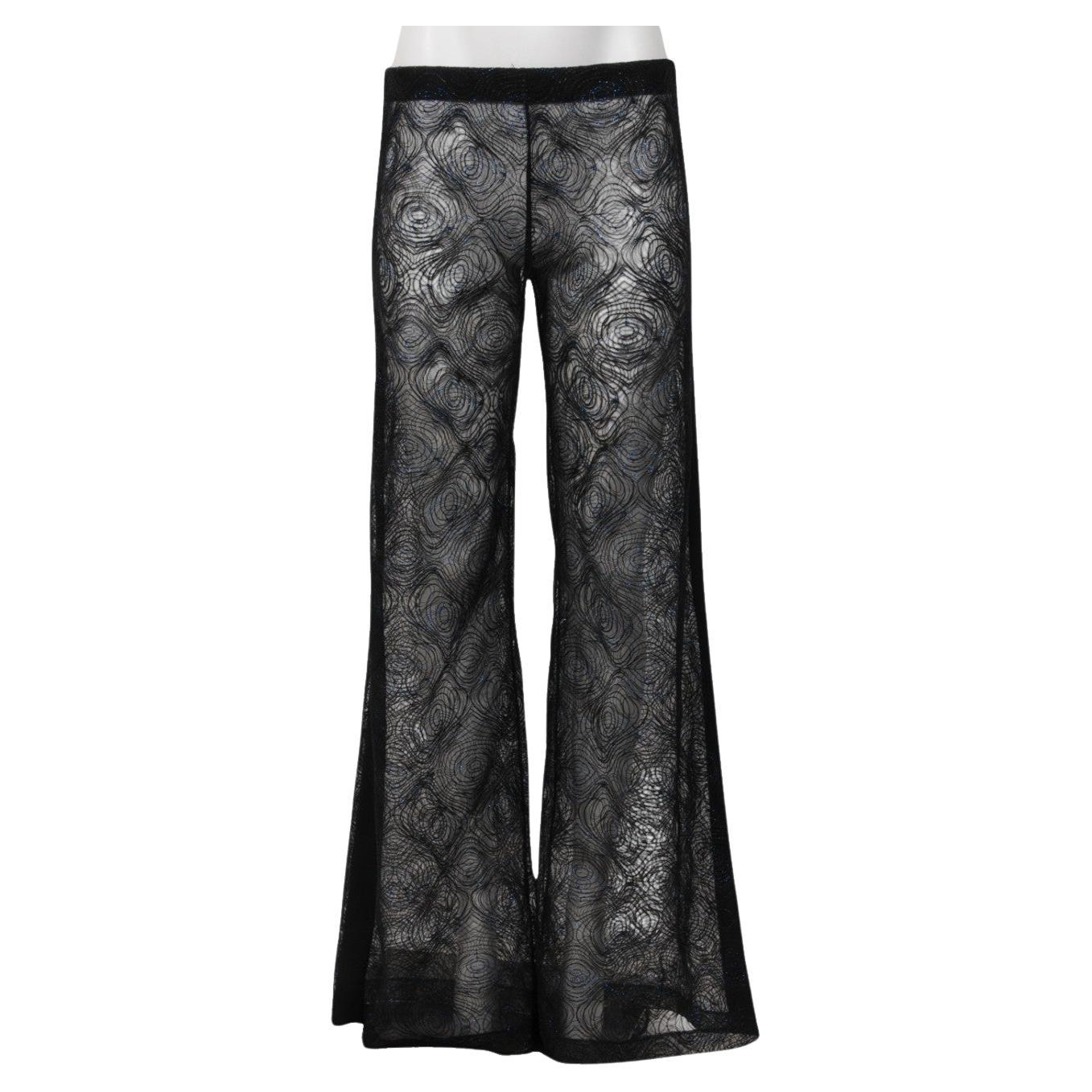 La Perla Women Arianna Pants Size IT 2 US Small Black Blue Semi Sheer Flowy Wide