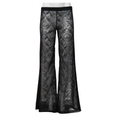 La Perla Women Arianna Pants Size IT 2 US Small Black Blue Semi Sheer Flowy Wide