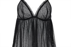 La Perla Women Sheer Babydoll Slip Dress Size Large IT 4 Black Polyamide Stretch