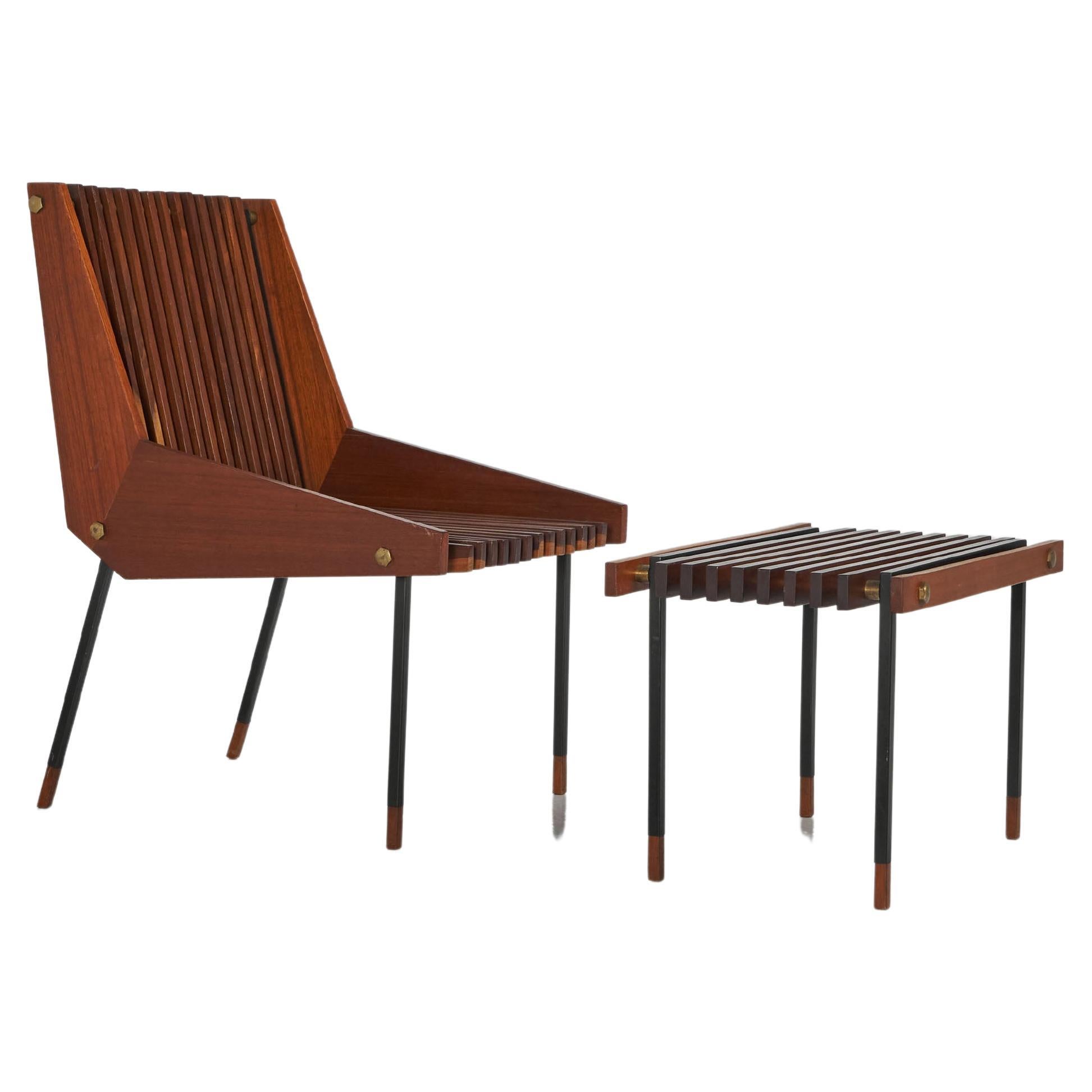 La Permanente Cantu lounge chair and stool Italy 1955