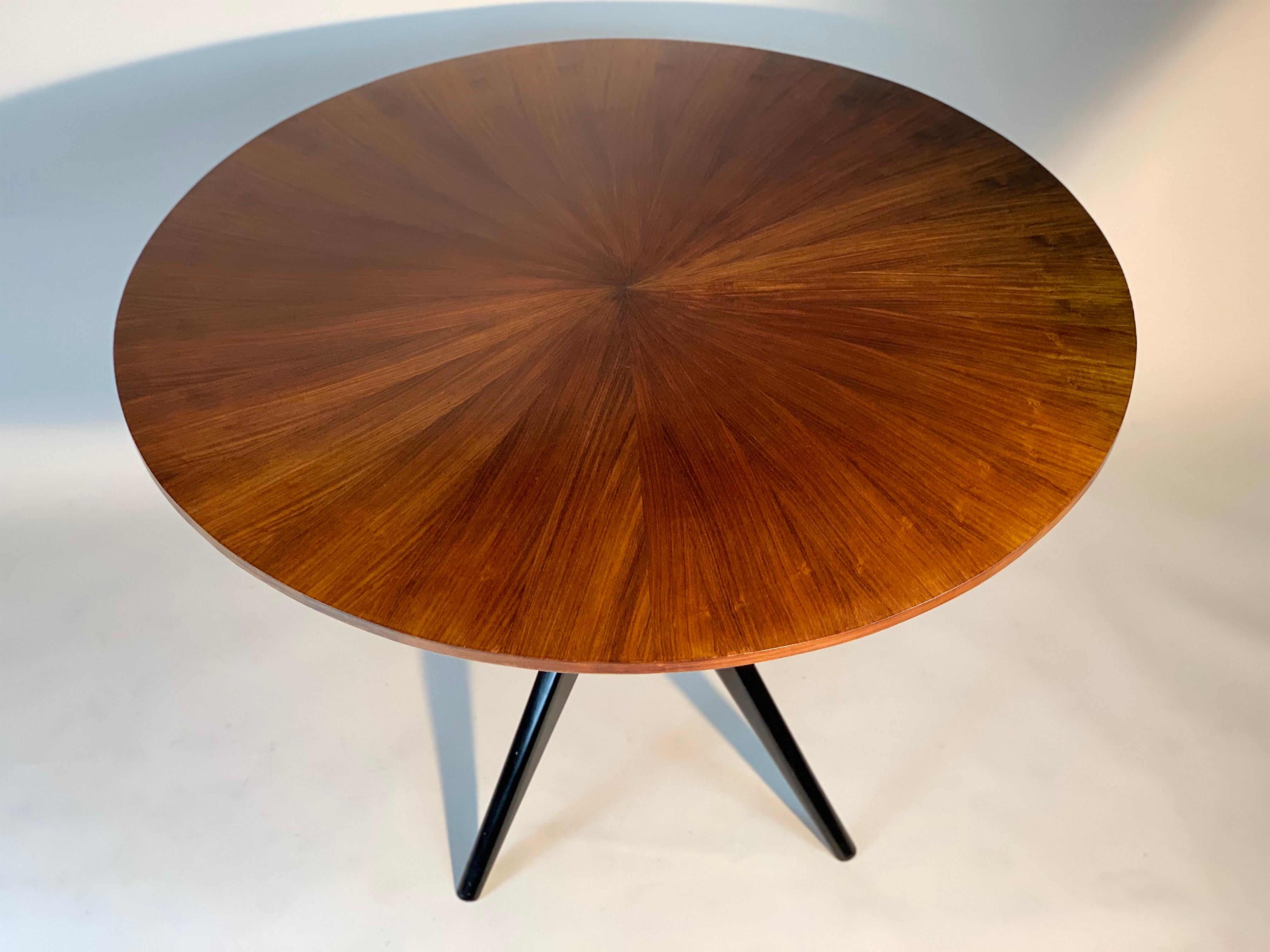 Wood La Permanente Mid Century Italian Round Dining Table or Center Table