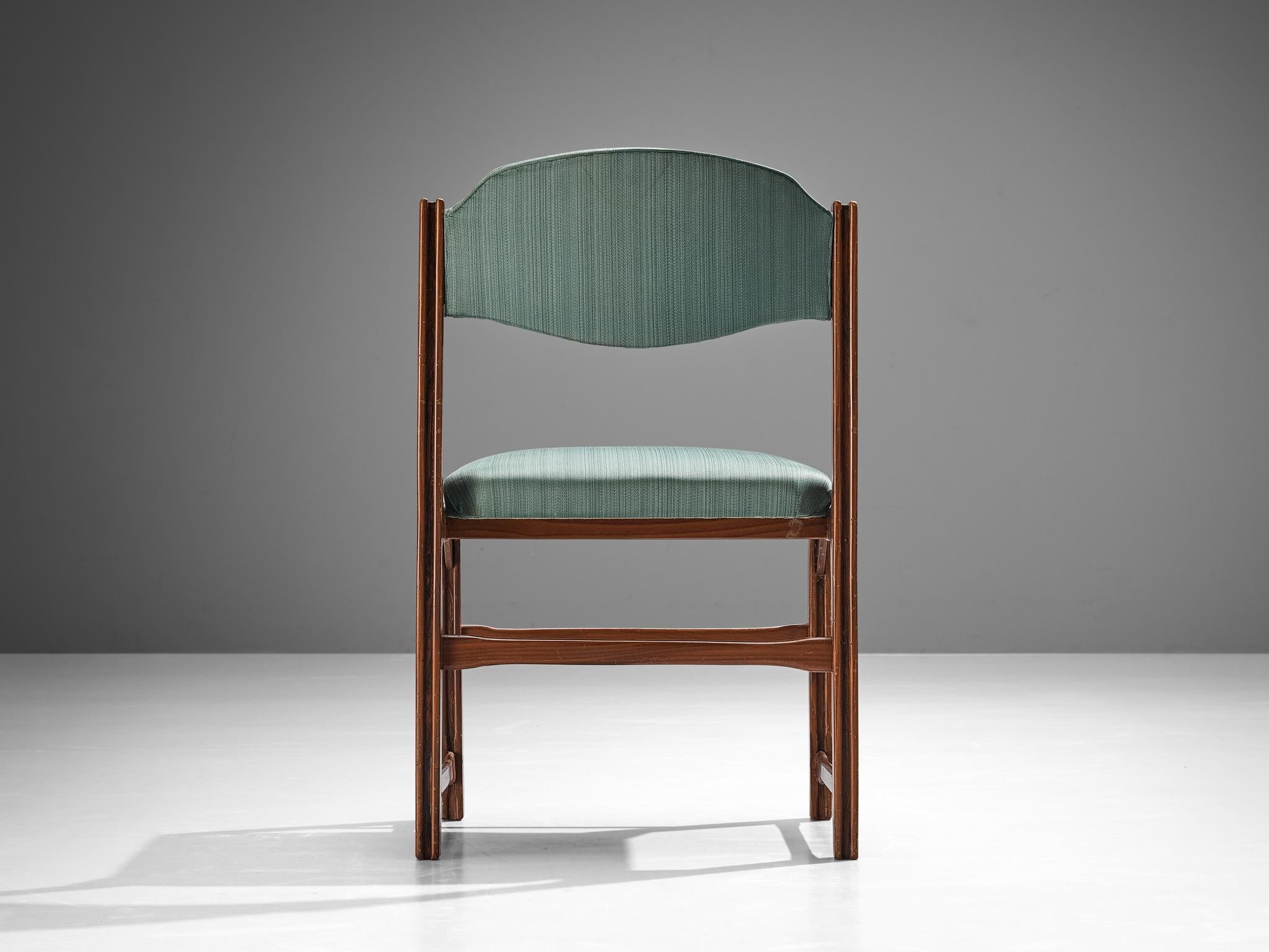 Italian La Permanente Mobili Cantù Chair in Cherry and Soft Green Upholstery  For Sale